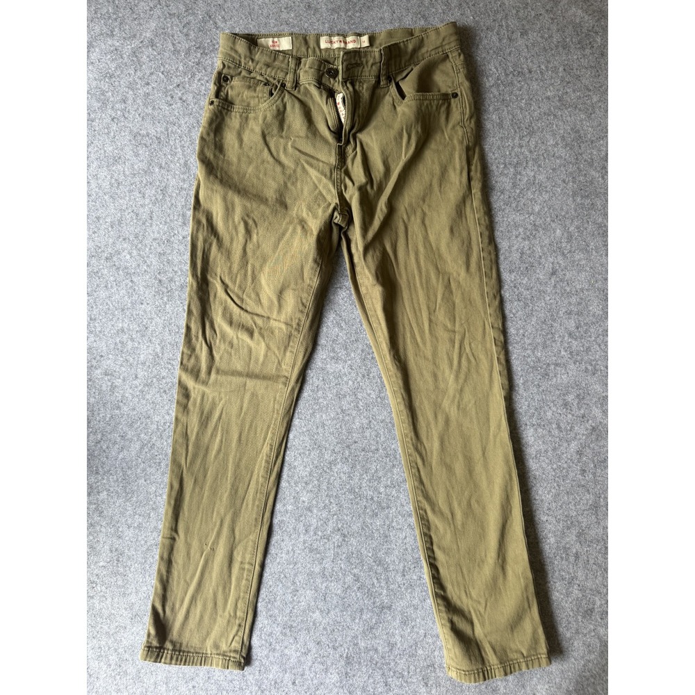Lucky Brand Slim Ajustée Pants 14 Olive Green Cotton Twill Chinos